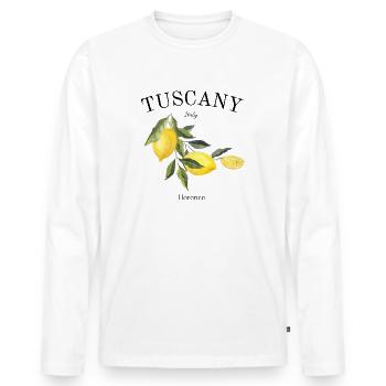 Toscane - Italie - Vacances - Citron - Italie - T-shirt manches longues Premium bio Homme - blanc - Devant - Nico (187cm)