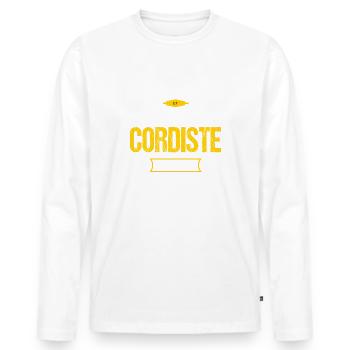Véritable cordiste - Humour métier cordiste - T-shirt manches longues Premium bio Homme - blanc - Devant - Nico (187cm)