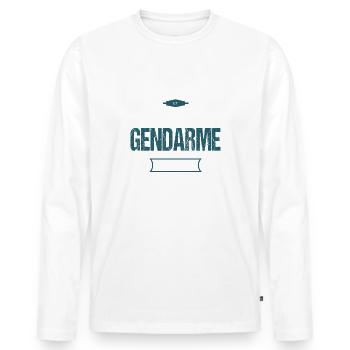 Gendarme cadeau humour gendarmerie drôle - T-shirt manches longues Premium bio Homme - blanc - Devant - Nico (187cm)