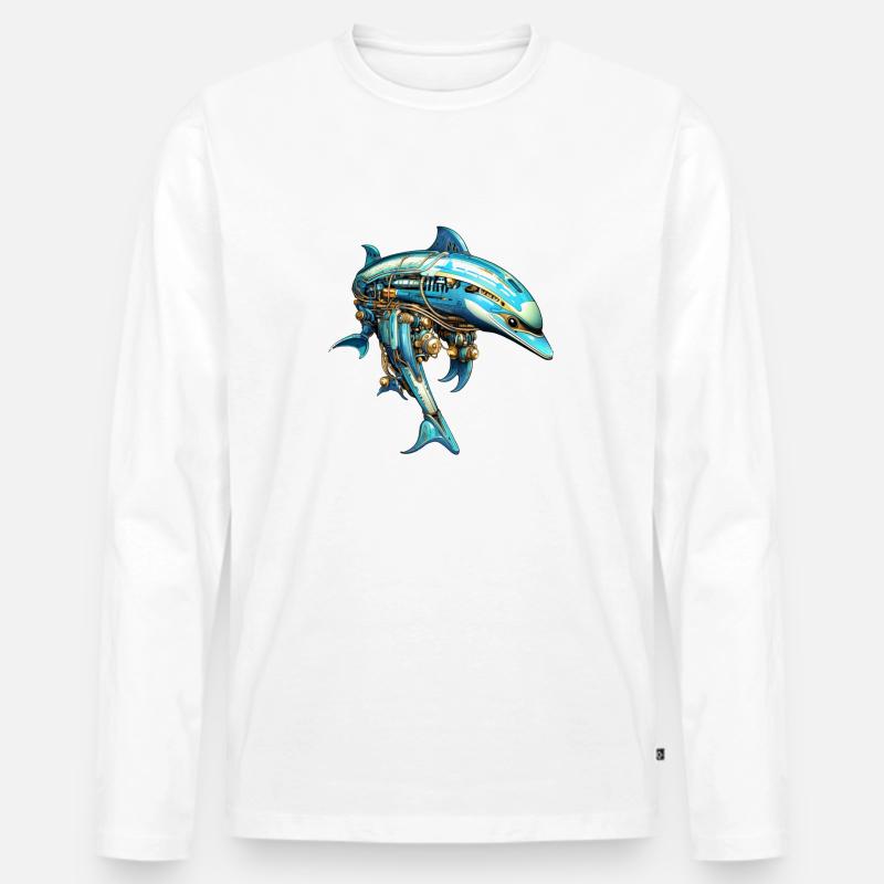 caribbean dolphin lover aquatic environment - Männer Premium Bio Langarmshirt - Weiß