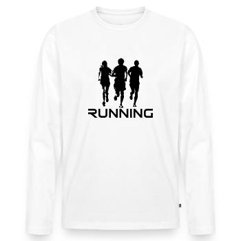 Laufen | running, Sport, Training, Workout - Männer Premium Bio Langarmshirt - Weiß - Vorne - Nico (187cm)