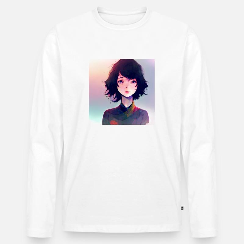 Manga-Mädchen - Männer Premium Bio Langarmshirt - Weiß