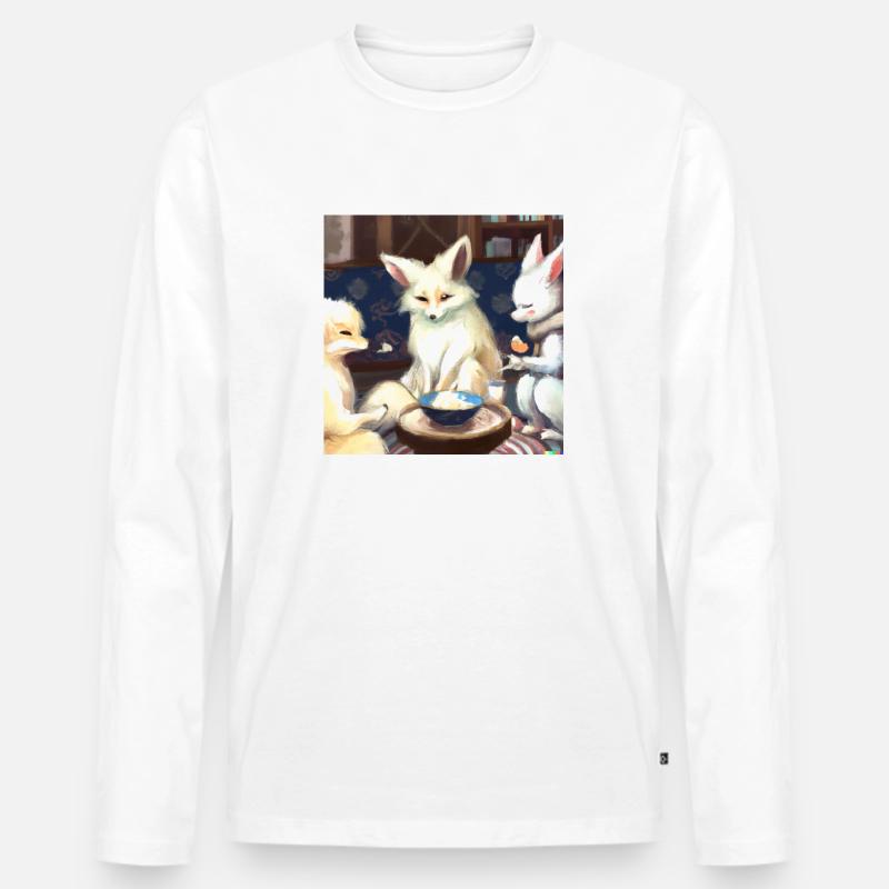 Fennek Wüstenfuchs - Männer Premium Bio Langarmshirt - Weiß