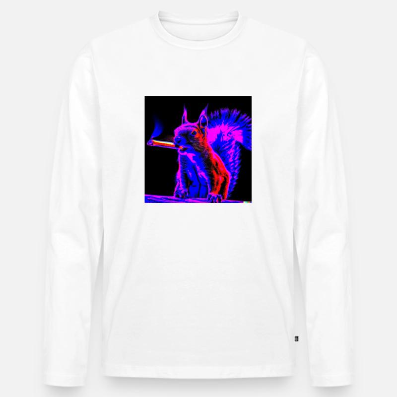 Eichhörnchen Neon - Männer Premium Bio Langarmshirt - Weiß