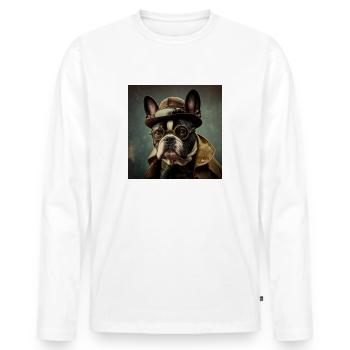 Schöner Hunde retro look! Für Hundeliebhaber! - Männer Premium Bio Langarmshirt - Weiß - Vorne - Nico (187cm)