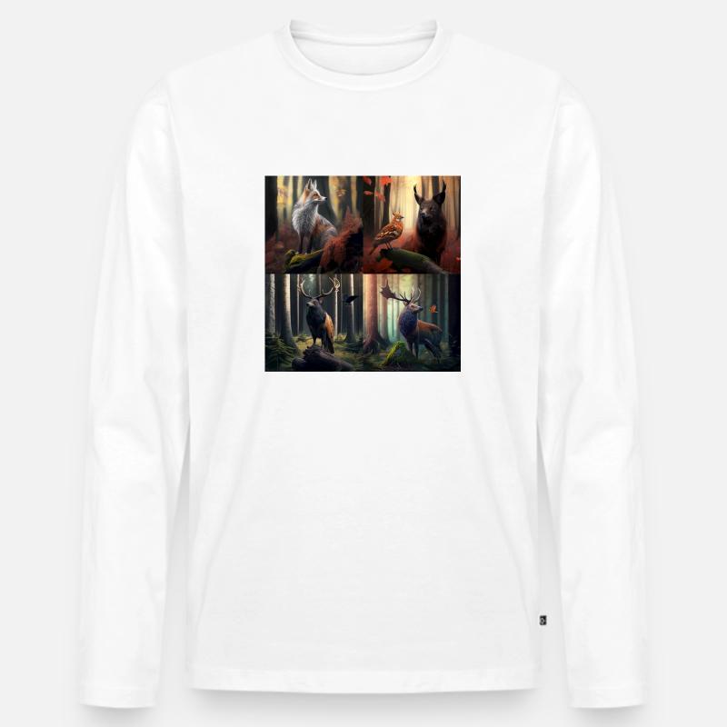 Wunderbare Tiere - Männer Premium Bio Langarmshirt - Weiß