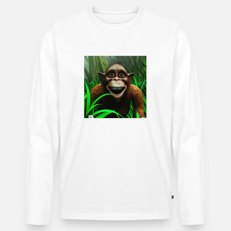 Lachender Affe im Urwald - Männer Premium Bio Langarmshirt - Weiß