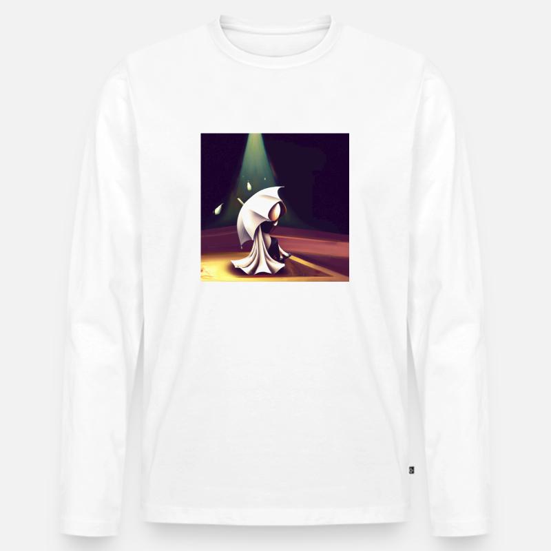 Regenschirm im Licht - Männer Premium Bio Langarmshirt - Weiß