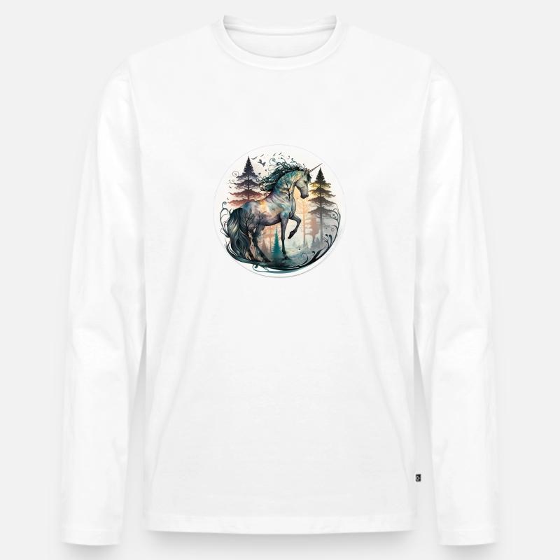 Getarntes Einhorn - Männer Premium Bio Langarmshirt - Weiß