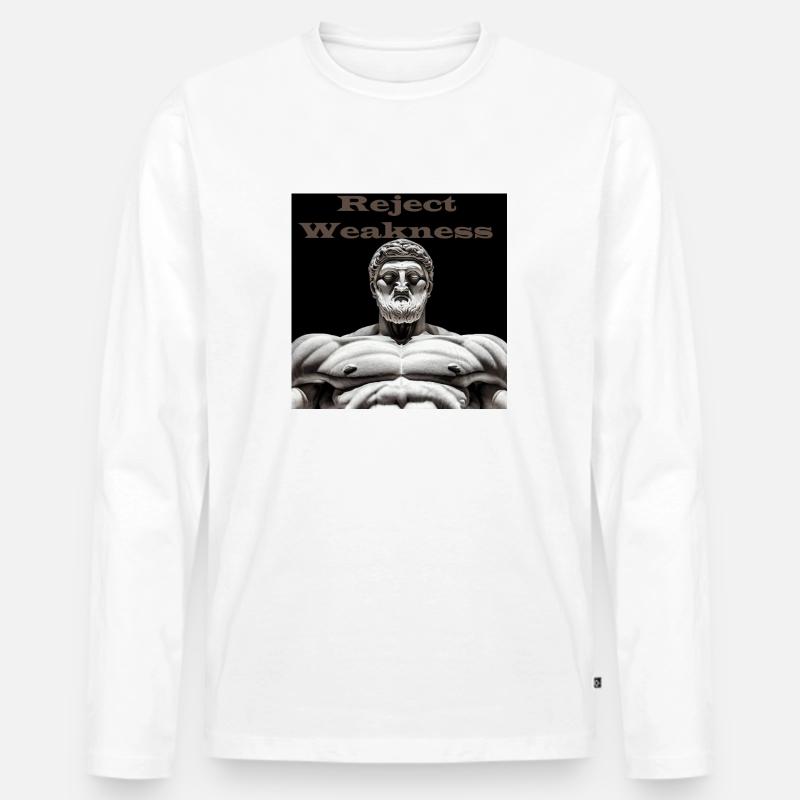 Reject Weakness - Männer Premium Bio Langarmshirt - Weiß