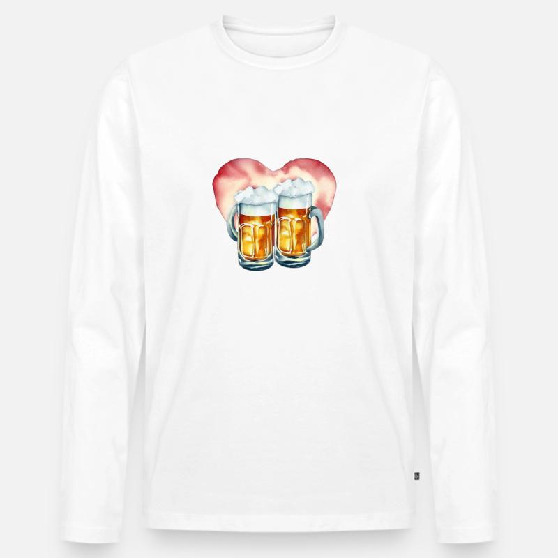 Bier-Liebe - Männer Premium Bio Langarmshirt - Weiß