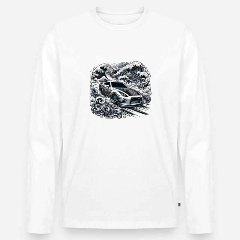 JDM GTR Drift Car - Männer Premium Bio Langarmshirt - Weiß