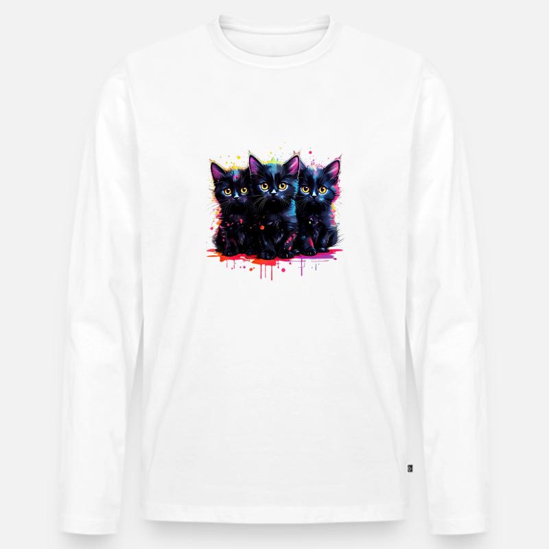 Drei Kätzchen - Männer Premium Bio Langarmshirt - Weiß