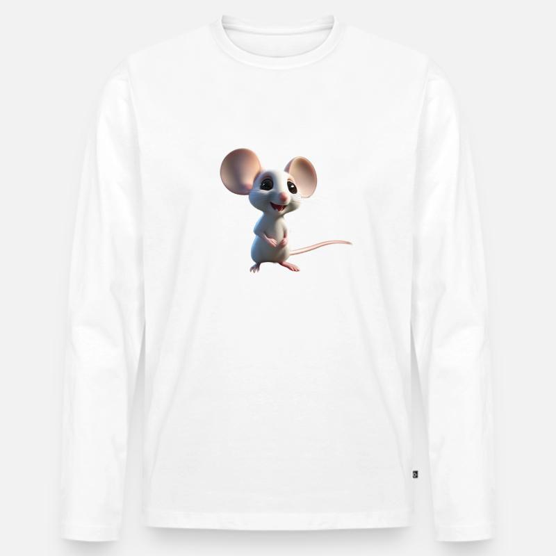 Mouse 2 - Männer Premium Bio Langarmshirt - Weiß