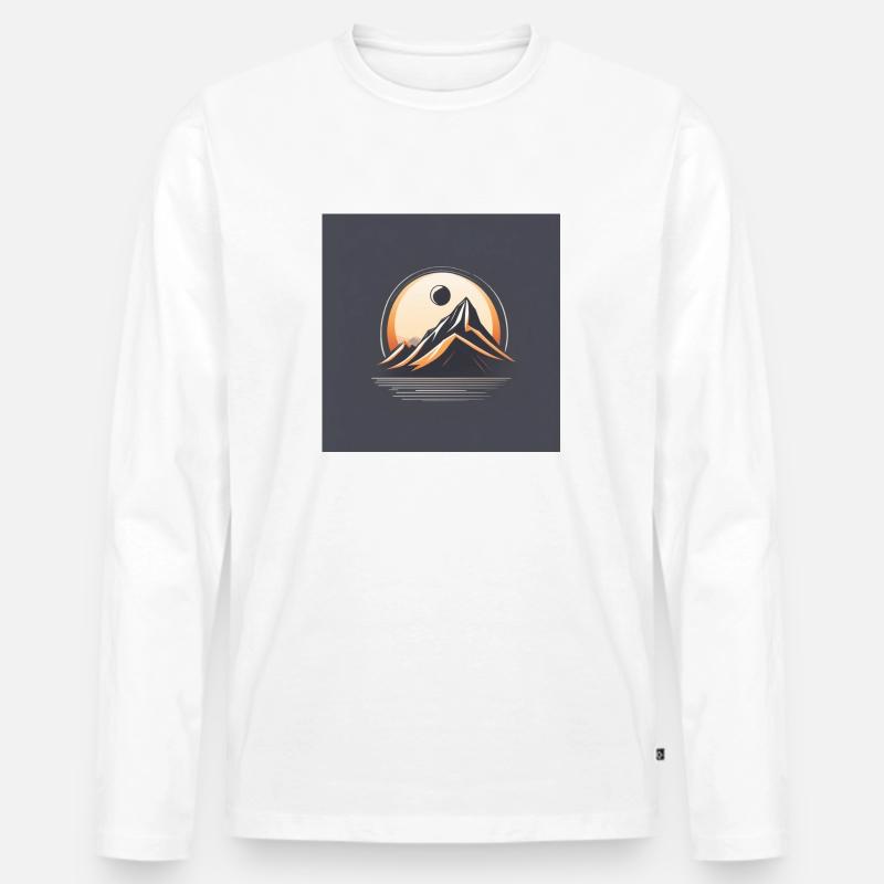Berg mit Mond - Männer Premium Bio Langarmshirt - Weiß