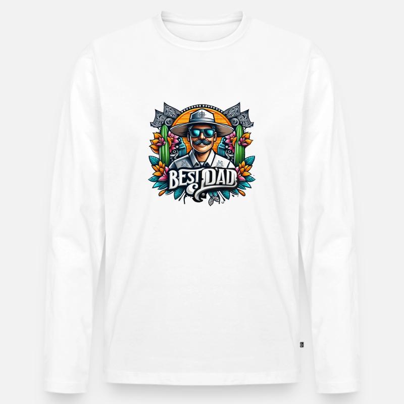 Bester Papa - Männer Premium Bio Langarmshirt - Weiß
