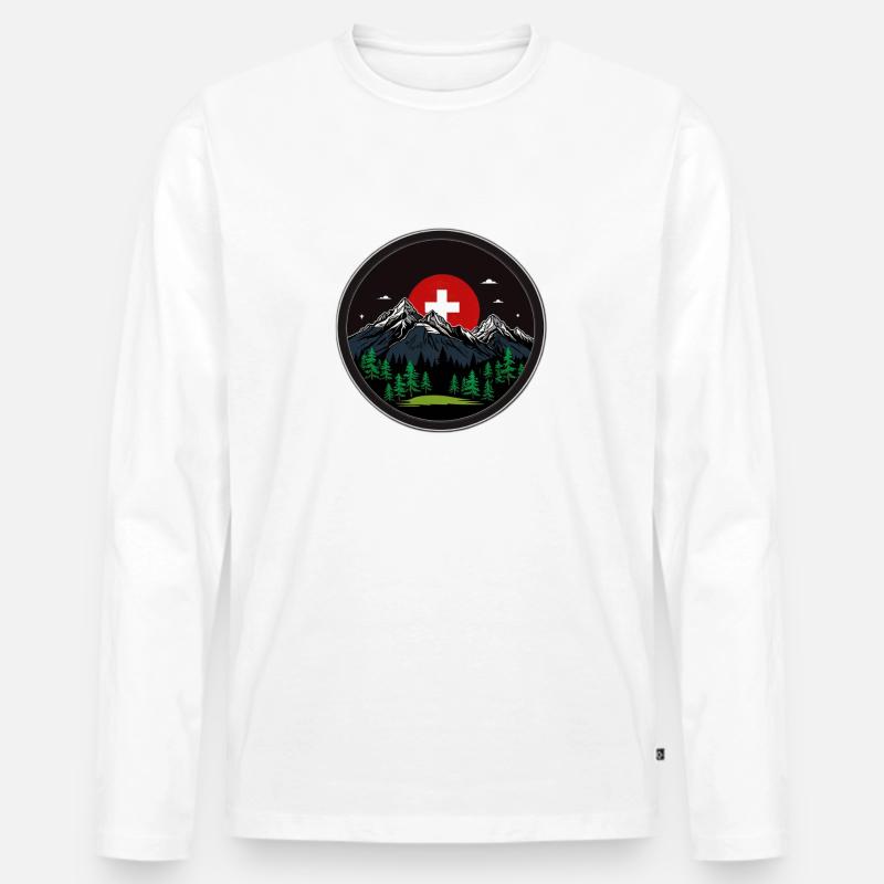 Schweizer Flagge - Männer Premium Bio Langarmshirt - Weiß