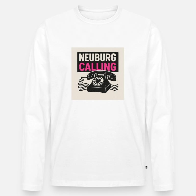 Neuburg is calling - Männer Premium Bio Langarmshirt - Weiß