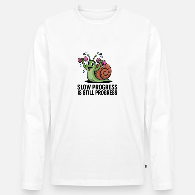Slow Progress is still Progress - Männer Premium Bio Langarmshirt - Weiß