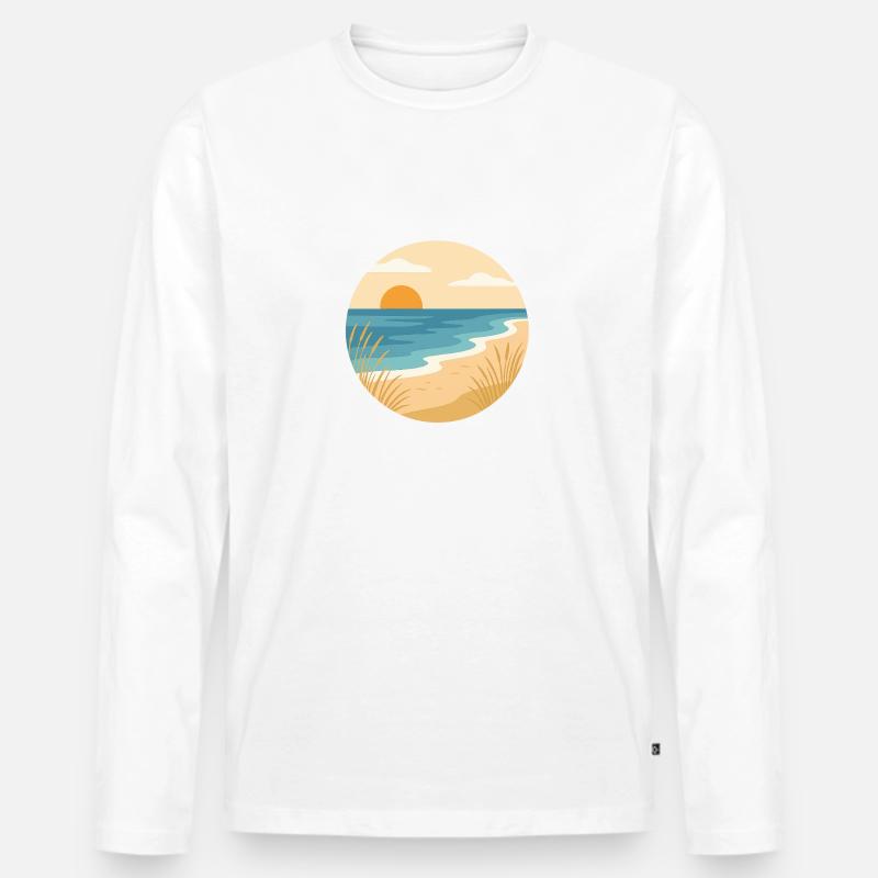 Strand mit Sonne - Männer Premium Bio Langarmshirt - Weiß