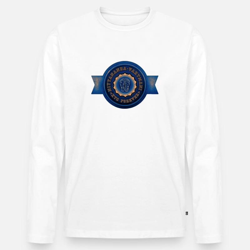 Nityananda Vartmani Blue - Männer Premium Bio Langarmshirt - Weiß
