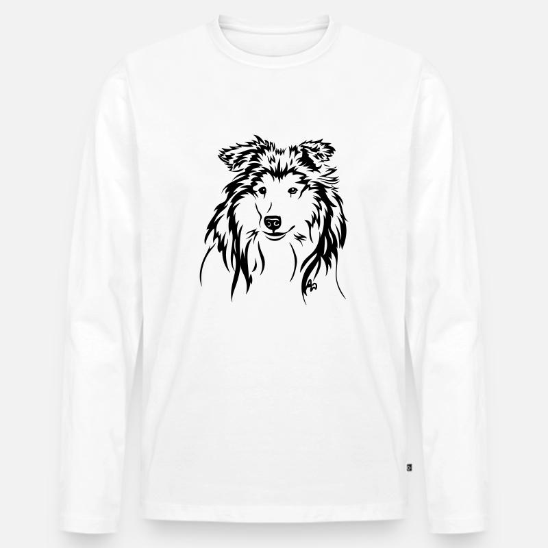 Collie - Männer Premium Bio Langarmshirt - Weiß