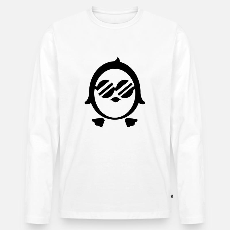 Cooler Pinguin - Line - Männer Premium Bio Langarmshirt - Weiß