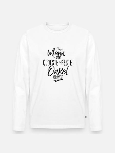 onkel der Beste (s) - Männer Premium Bio Langarmshirt - Weiß