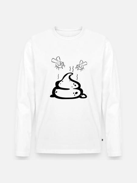 Scheisse mit Fliegenpaar - Männer Premium Bio Langarmshirt - Weiß