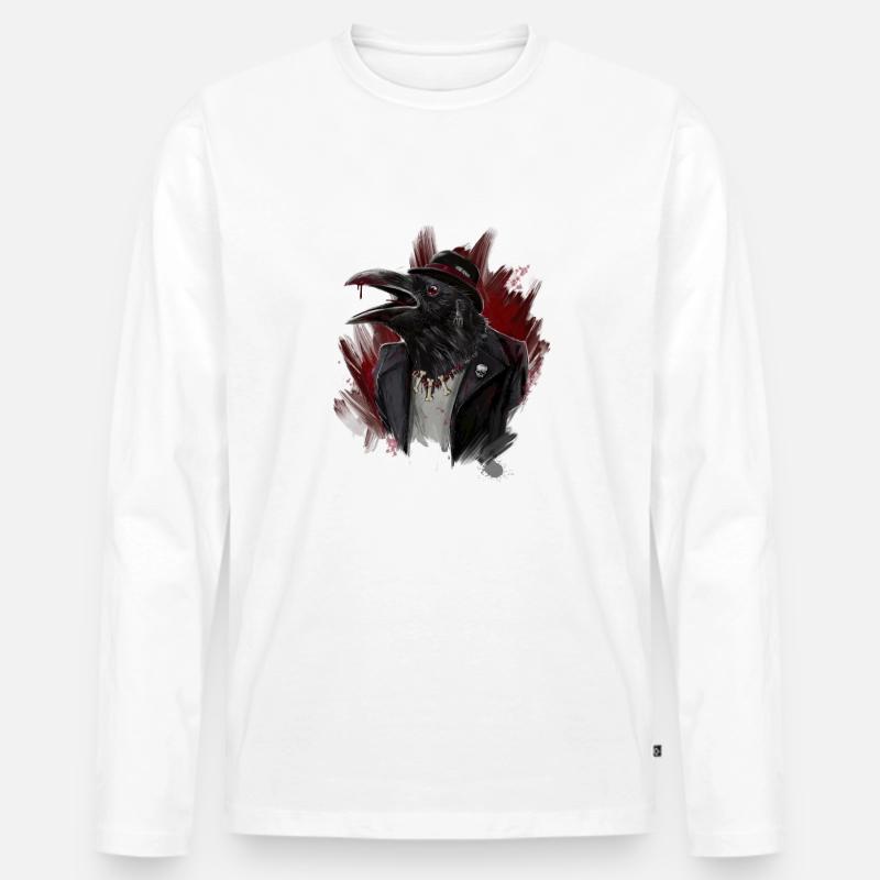 raven - Männer Premium Bio Langarmshirt - Weiß