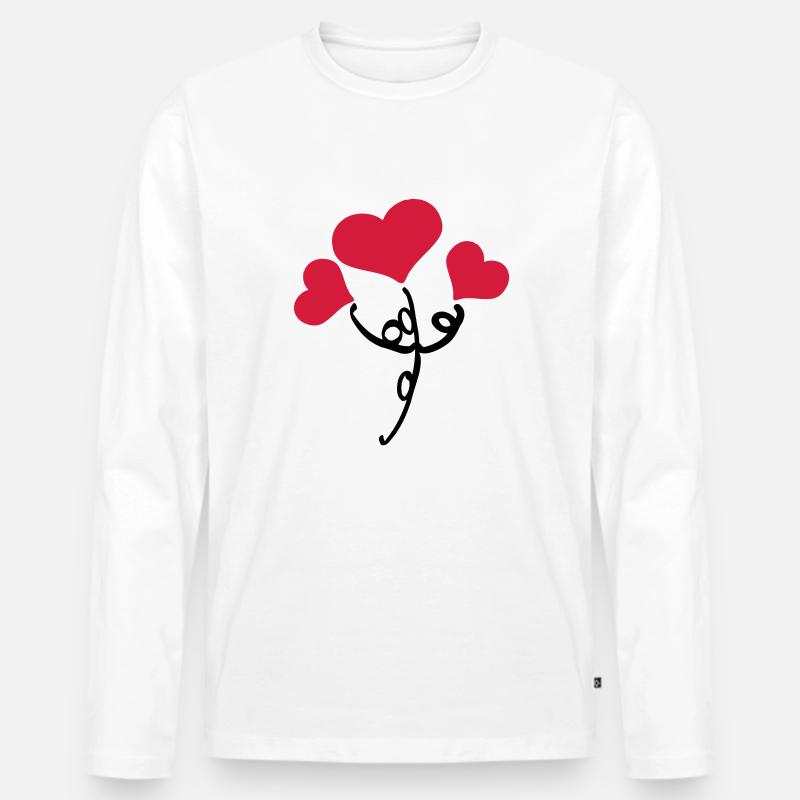 Rote Herzen Blume - Männer Premium Bio Langarmshirt - Weiß