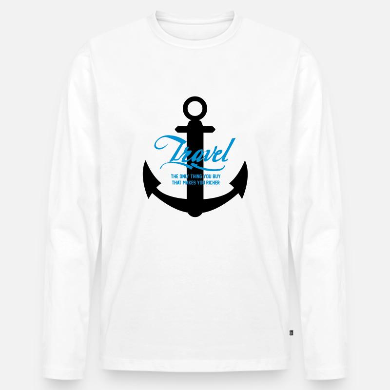 TRAVEL ANKER - Männer Premium Bio Langarmshirt - Weiß