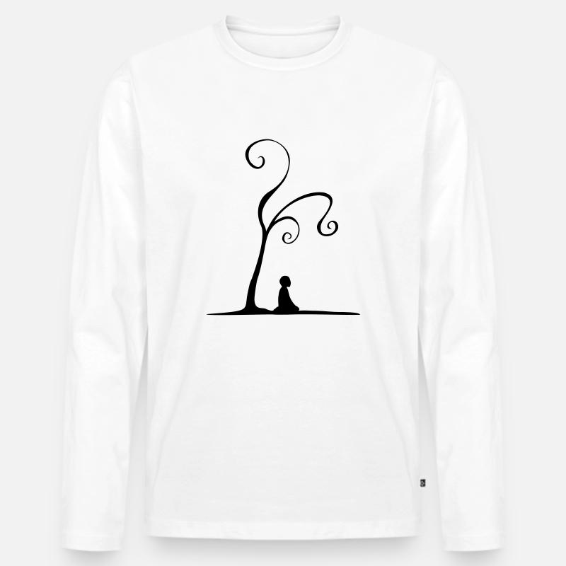 Meditation unter Baum - Männer Premium Bio Langarmshirt - Weiß