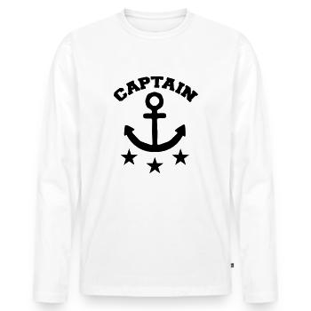 Captain - Men's Premium Organic Long Sleeve Shirt - white - Front - Nico (187cm)
