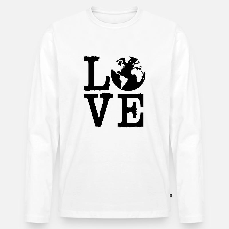 Love Earth - Männer Premium Bio Langarmshirt - Weiß