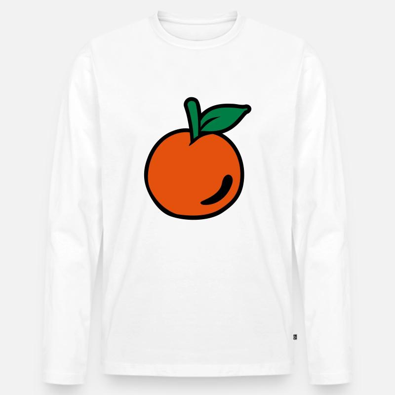 Pfirsich - Männer Premium Bio Langarmshirt - Weiß