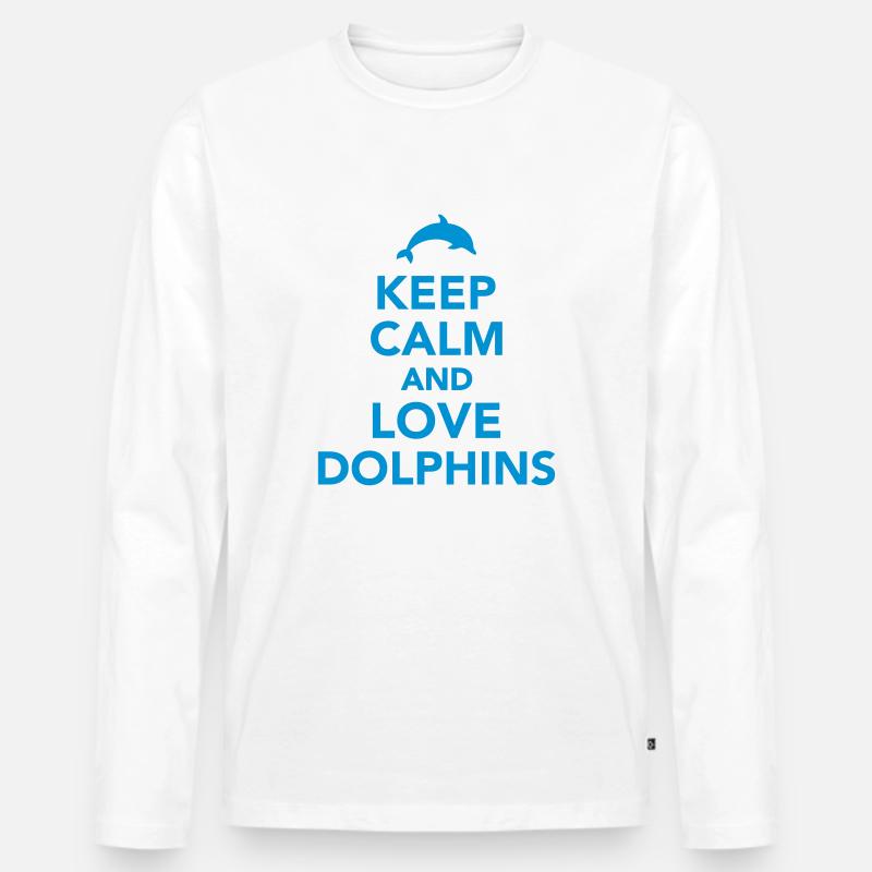 Delfin - Männer Premium Bio Langarmshirt - Weiß
