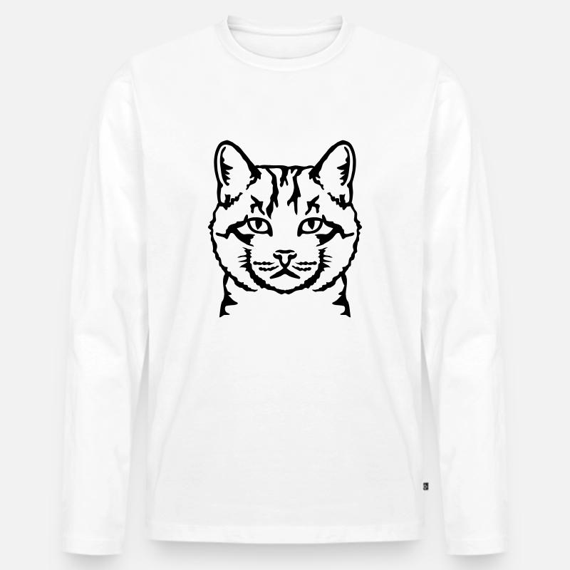 Katze - Männer Premium Bio Langarmshirt - Weiß