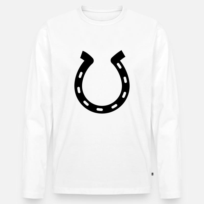 Hufeisen - Männer Premium Bio Langarmshirt - Weiß