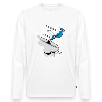 Winter Urlaub ski abfahrt witzig comic - Männer Premium Bio Langarmshirt - Weiß - Vorne - Nico (187cm)