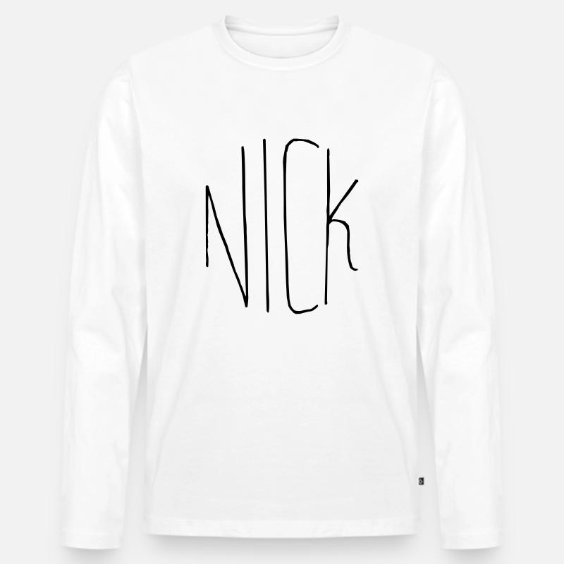 Nick Geschenk - Männer Premium Bio Langarmshirt - Weiß