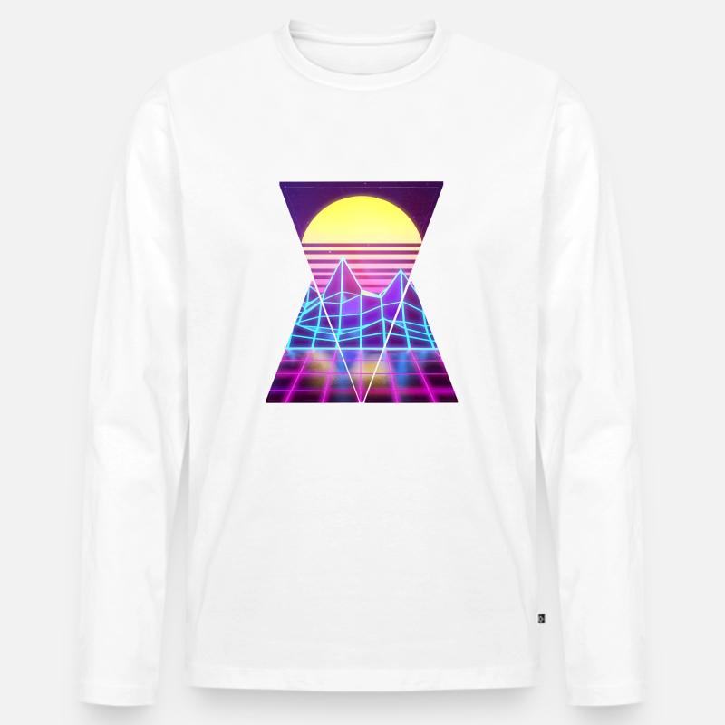 80er Retro - Männer Premium Bio Langarmshirt - Weiß