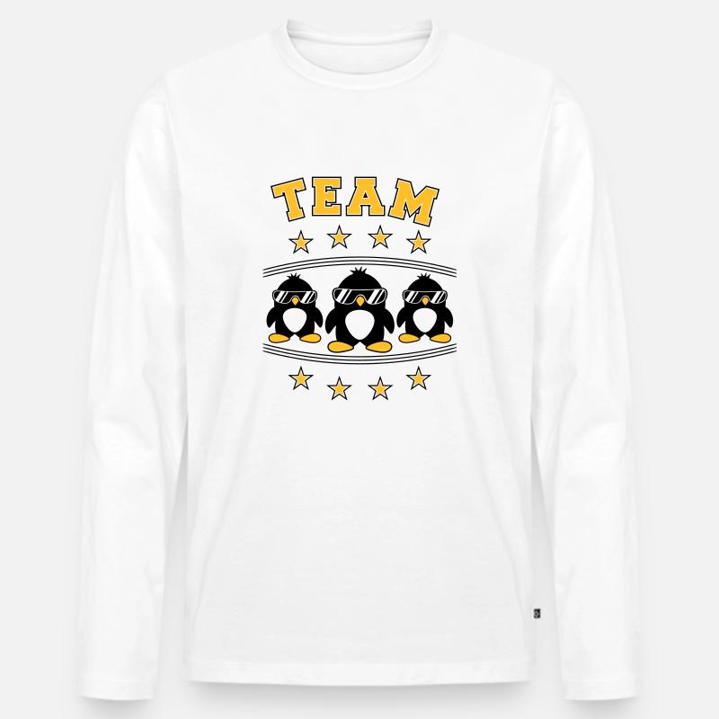 Pinguine Team Freunde - Männer Premium Bio Langarmshirt - Weiß