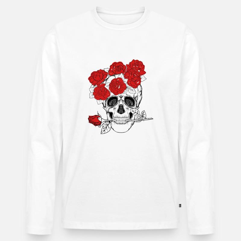 Schädel - Männer Premium Bio Langarmshirt - Weiß