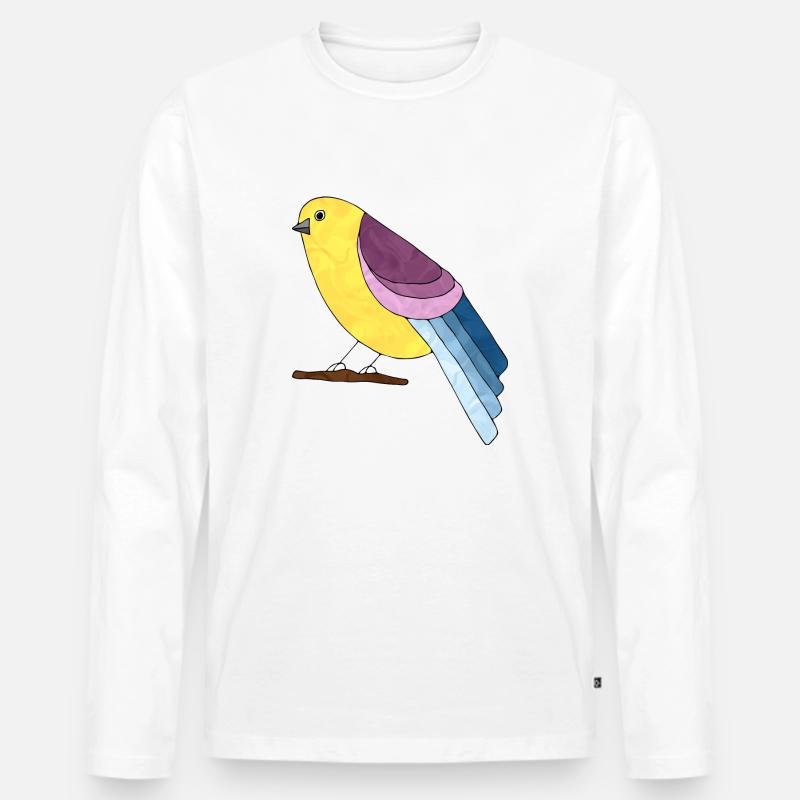 Vogel - Männer Premium Bio Langarmshirt - Weiß