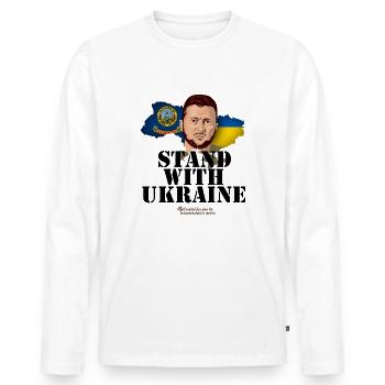 Ukraine Idaho Supporter Merch - T-shirt manches longues Premium bio Homme - blanc - Devant - Nico (187cm)