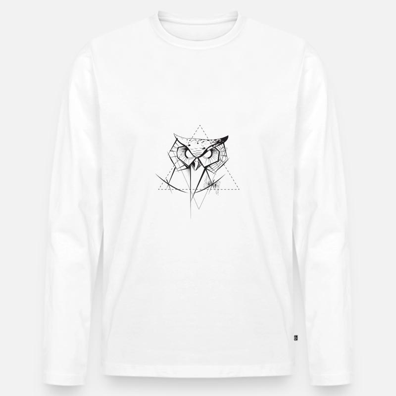 Grunge Eule - Männer Premium Bio Langarmshirt - Weiß