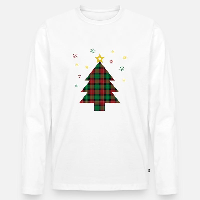 Karierter Weihnachtsbaum - Männer Premium Bio Langarmshirt - Weiß