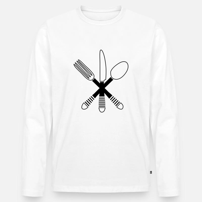 Besteck - Männer Premium Bio Langarmshirt - Weiß