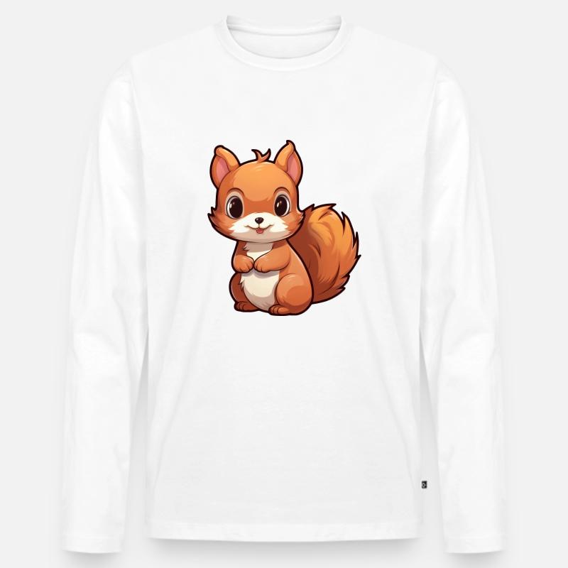 Eichhörnchen Kawaii - Männer Premium Bio Langarmshirt - Weiß